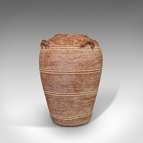 Anfora decorativa vintage, francesa, terracota, jarrón, soporte de palo, circa 1950