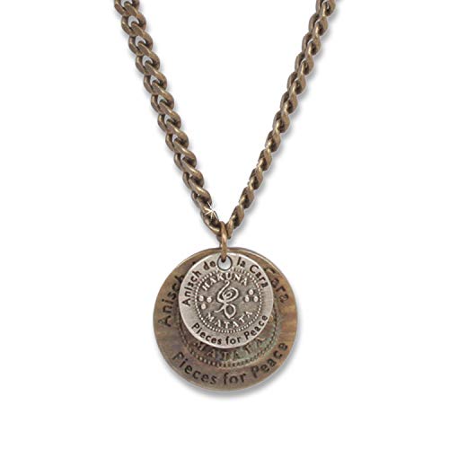 Anisch de la Cara Hombre Cadena Moneda Doble - Collar para Hombre Hakuna Matata Bronce Antiguo, 72 cm de Largo Hakuna Matata - Arte no 94480-d