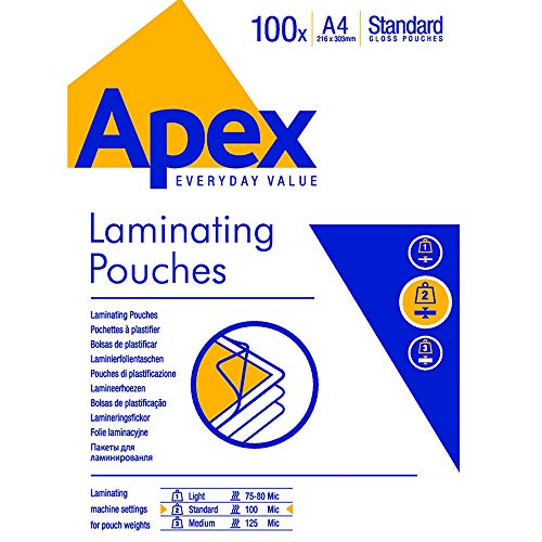 Apex - Bolsas para Laminador, A4, 100 Piezas