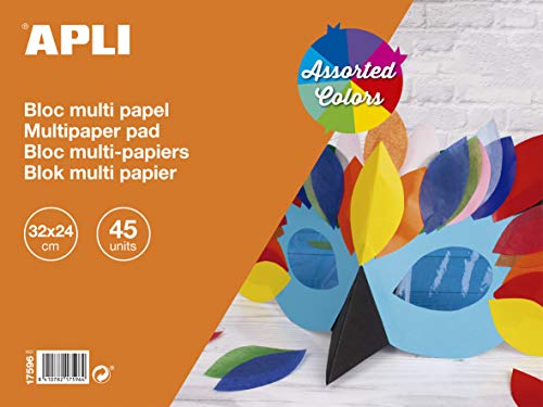 APLI 17596 - Bloc papeles surtidos 32 x 24 cm 45 hojas