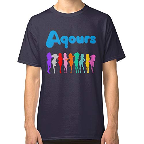 Aqours Ver 2 - Camiseta clásica para padres, padres, madres, hombres, mujeres, niños, niñas, ajuste cómodo, para llevar en cualquier lugar Azul azul marino L