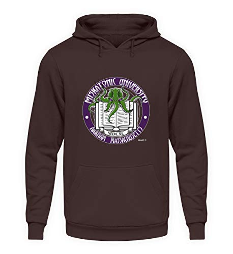 Arkham Miskatonic University Bibliothek Logo Gamer Shirt Horror Fiction Fantasy - Sudadera con capucha unisex marrón XL