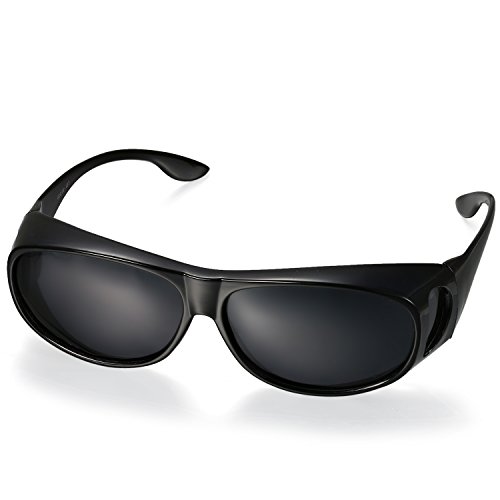 Aroncent Gafa de Sol Poilarizada contra UV400 Clásico Lente de Resina Anti-Viento y Arena para Carreras, Ciclismo, Moto y Otros Deportes Exteriores para Hombre Mujer Unisex (Negro)