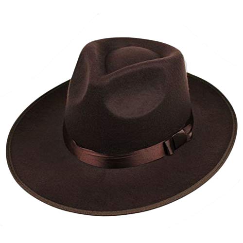 ArtiDeco Panama Sombrero Mafia Gangster de fieltro Fedora Trilby Bogart 1920 estilo Gatsby marrón Talla única