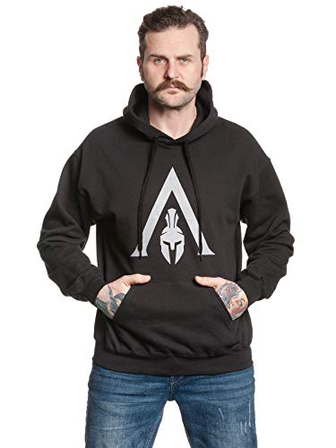 Assassin's Creed Odyssey - Spartan Helm Hombre Sudadera con Capucha Negro L