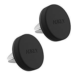 AUKEY Soporte Móvil Coche Magnético Universal (2 Pack) para Rejillas del Aire Soporte Smartphone Coche para iPhone 7 / 6s / 6 / 5s / 5, Samsung, LG G3 y Dispositivo GPS - Gris