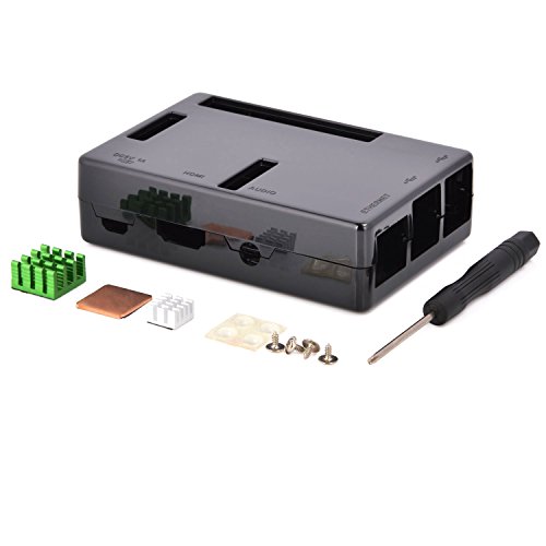 Aukru Caja Negro para Raspberry pi 3 Model B+ con 3X Disipador De Calor para Raspberry Pi 2/ Raspberry Pi 3 Model B/B+