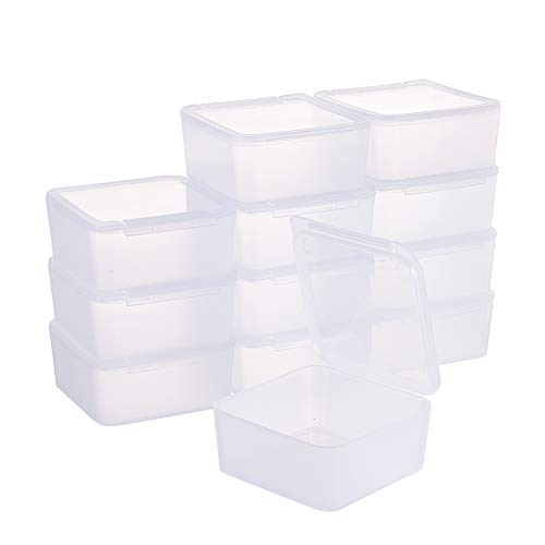 BENECREAT 12 Pack Caja Cuadradas Transparentes de Plastico para Cuentas, Artículos, Pastillas, Hierbas, Pequeñas Cosas, Adornos de Joyería y Otros Artículos Pequeños - 6.5x6.5x3cm