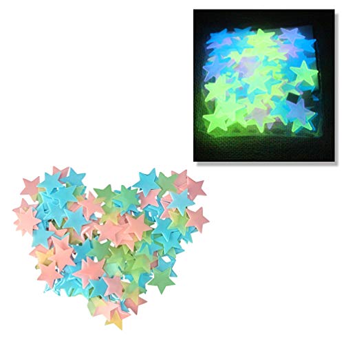 BESPORTBLE 50 piezas pegatinas fluorescentes estrellas brillan en la oscuridad pegatinas de pared pegatinas luminosas decoración para sala de estar niños dormitorio