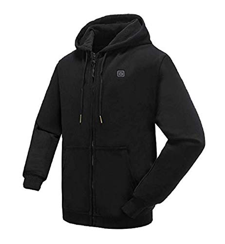 BININBOX Hombre Sudadera con Capucha,Conector USB ,Abrigo de calefacción de Invierno (Negro, S)