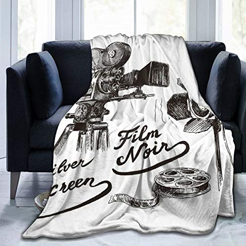 Blived Manta Mantas de Franela,Colección de cámara de película Original Dibujada a Mano Manta de Lana Manta de sofá Manta de Aire Acondicionado de día luz para sofá Cama 205x150cm