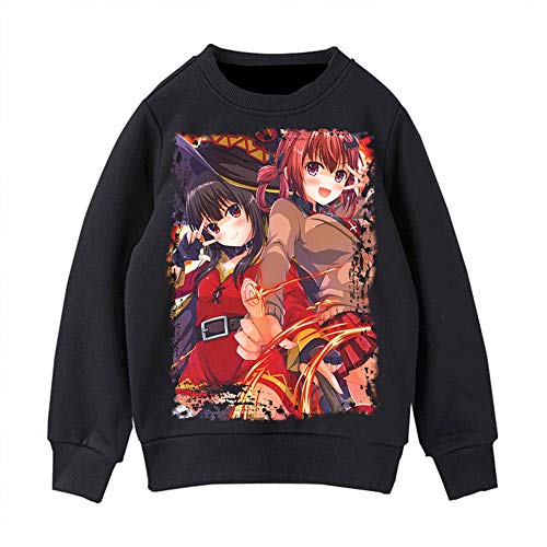 BOBD-DW Hombres Sudadera con Capucha Niño 3D Anime Unisex Mujer Impresión Manga Larga Suéter Suéter De Cuello Redondo Negro Película De Anime 2D M