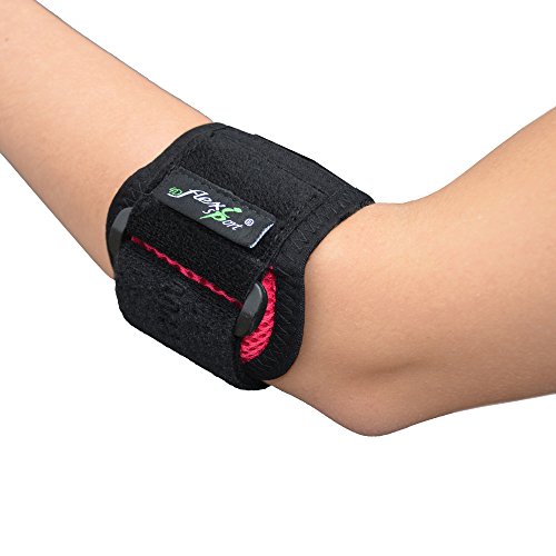 Brazalete para tratamiento del CODO DE TENISTA (Frambuesa) Llevado en Wimbledon. ANTI-SUDOR, HIPOALERGÉNICO libre de Neopreno y Látex, respeta las píelas más delicadas | Talla única | Intercambiable L o R | Nivel de compression adjustable | Unisexo.