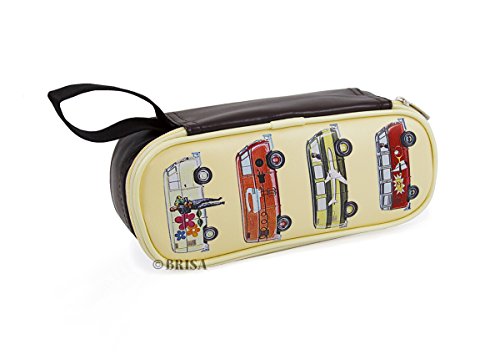 BRISA VW Collection - Volkswagen Furgoneta Hippie Bus T1 Van Estuche para lápices de polipiel (PU), Caja de papelería,Bolso de Maquillaje-Cosméticos, para Escuela/Oficina/Regalo (Vehículos especiales)