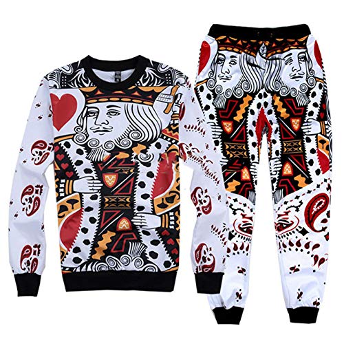 BSDASH Sudadera con capucha de los Hombres de las Mujeres de Poker Rey de Impresión 3D Sudaderas Sudaderas Casual Pantalón Harajuku Estilo Streetwear 01 XXL