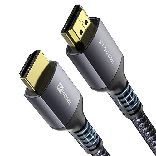 Cable HDMI 8K 5,9 pies/1,8m Stouchi Cable HDMI 2.1 8K@60Hz, 4K @ 120hz Ultra HD High Speed 48Gbps HDMI Trenzado Cable, HDR eARC,Compatible con PS5 Roku Netflix PS4 Pro Xbox One X Samsung Sony LG