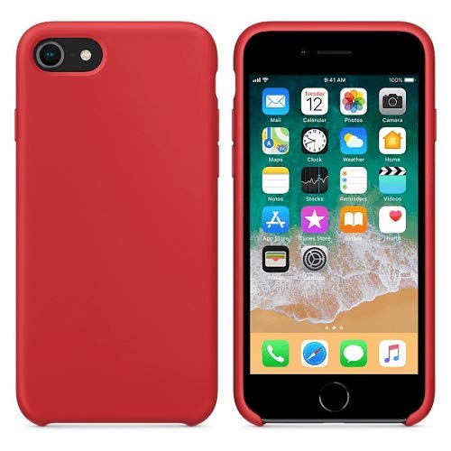 CABLEPELADO Funda Silicona iPhone 7/8 Textura Suave Color Rojo