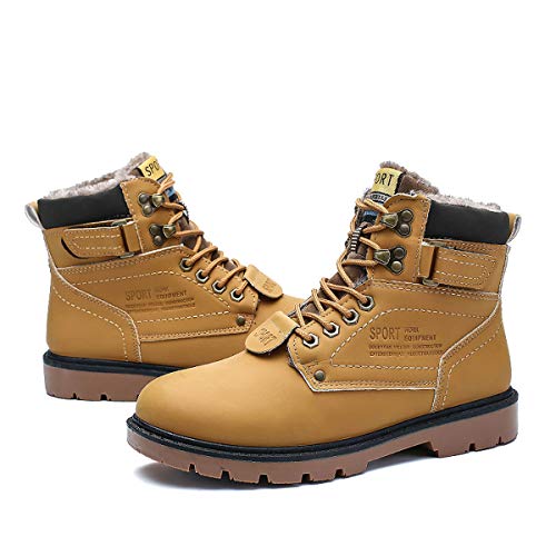 Camfosy - Botas de Tobillo para Hombre, Invierno con Forro de Piel, Impermeables, cómodas, Impermeables, Antideslizantes, Casual, Martin Botas al Aire Libre, Zapatos de Trabajo, Zapatos para Caminar