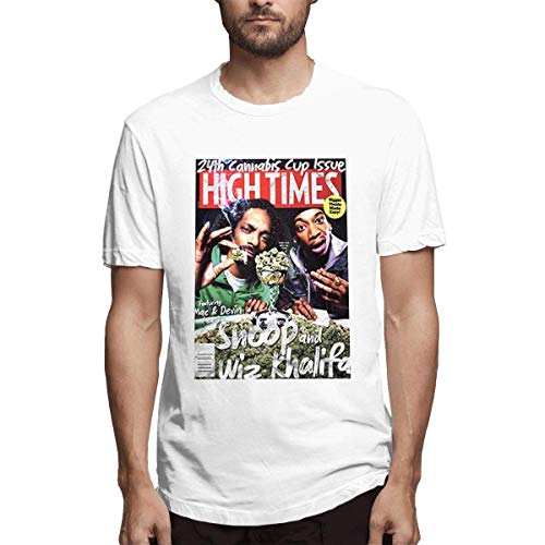 Camiseta Ultra Soft Snoop Dogg Wiz KIZifa Kush Weed Ganja Sativa Indica Design Blanca para Hombre,L