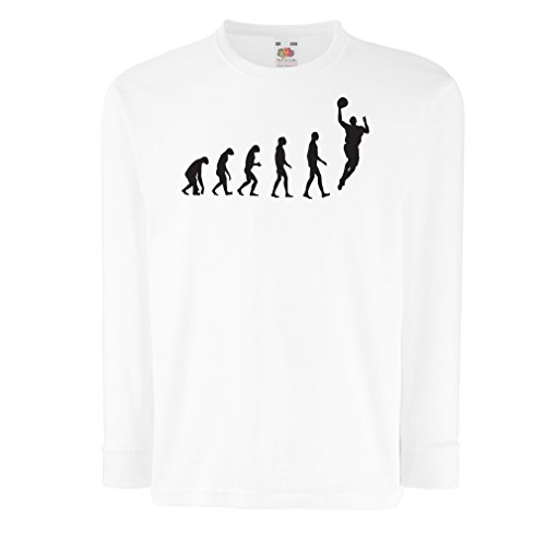 Camisetas de Manga Larga para Niño evolución de Baloncesto - Canasta de la Calle, me Encanta Este Juego, Gran Fan de Regalo (3-4 Years Blanco Negro)