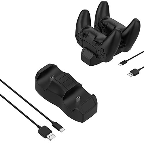 Cargador para controlador inalámbrico PS5 DualSense, estación de carga con dos puertos USB C desmontables, base de carga para Playstation 5 Dualsense (negro)