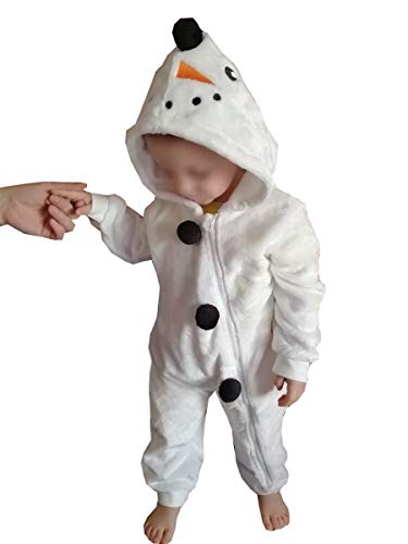 Carolilly - Pelele con capucha, diseño de unicornio y muñeco de nieve, unisex, de manga larga Blanc-bonhomme de Neige 18-24 Meses