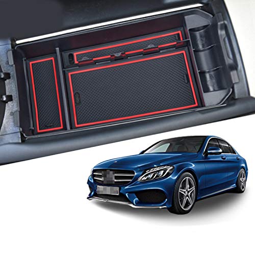 CDEFG para Benz C-Class GLC X253 W205 Caja de almacenamiento, Consola Central Apoyabrazos Caja del coche Interior Center Armrest Storage Box, Con Tapete Antideslizante Accesorios Interiores del coche