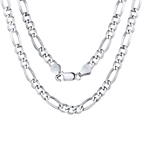 ChainsPro Cadena Ovalada de Hombres y Mujeres Collar Largo Cuello Plata de Ley 925 Platino Plateado 20 Pulgadas Ligero 5mm Enlaces Grandes