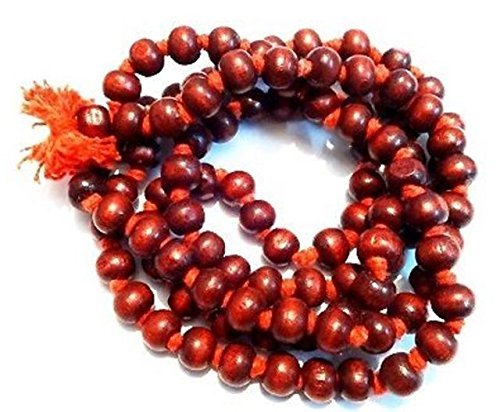 Chandan Peace & meditación mala rosario japa mala de madera de sándalo seca para 14 Pulgadas 36 cms.