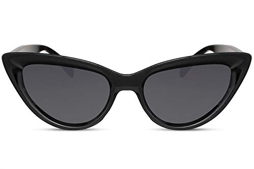 Cheapass Gafas de Sol Cat Eye 3D Frame Negro Brillante con Lentes Oscuras protección UV400 Mujer