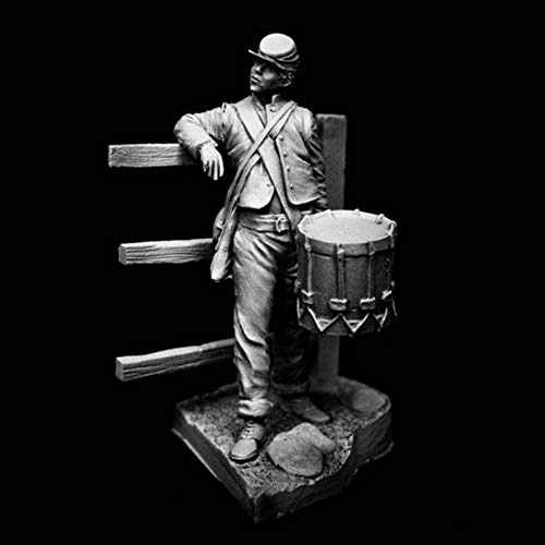 CHOUDOUFU Estatua Escultura Adorno 1/24 Figura De Modelo De Resina Gk Baterista Confederado Niño Guerra Civil Americana Kit Sin Montar Sin Pintar