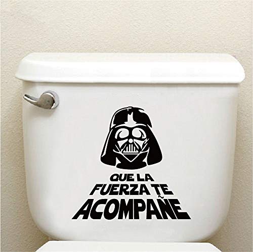 Cita en español Etiqueta de la pared de vinilo de Star Wars Cita Wc Pegatinas para el baño Que la fuerza te acompane Arte de la pared de dibujos animados Decal Home Decor