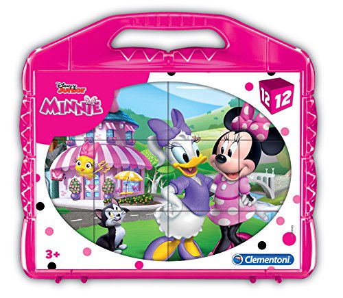 Clementoni Mouse Minnie Rompecabezas maletín 12 cubos, multicolor (41184) , color/modelo surtido