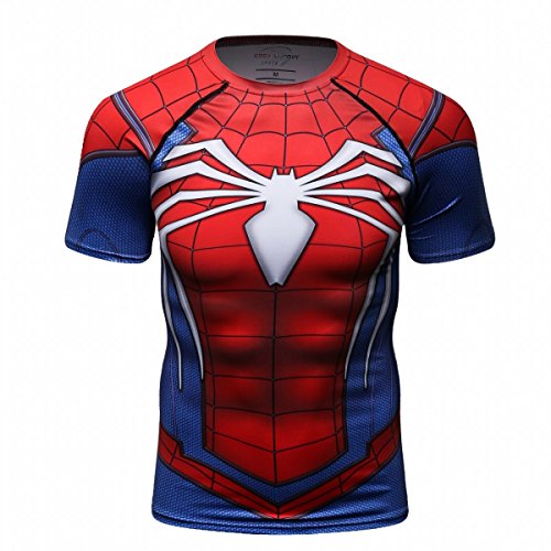 Cody Lundin® Hombres de compresión y Fitness Ropa Deportiva T-Shirt,3D superhéroe Superpersona Araña Bate Camisetas de Manga Corta (M, Photo Color)