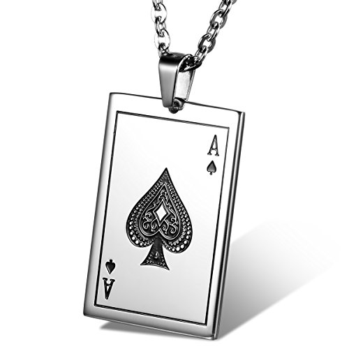 Collar Hombre Poker A Acero Inoxidable Ganador Joyería Moda Original Collar Hombre Mujer Regalo Cumpleaños (Clásico)