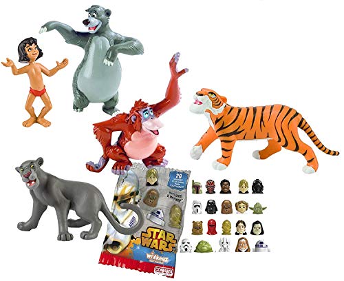 Comansi Lote 5 Figuras Bullyland El Libro de la Selva - Mowgli - Baloo - Bagheera - Rey Louie - Shere Khan + Regalo