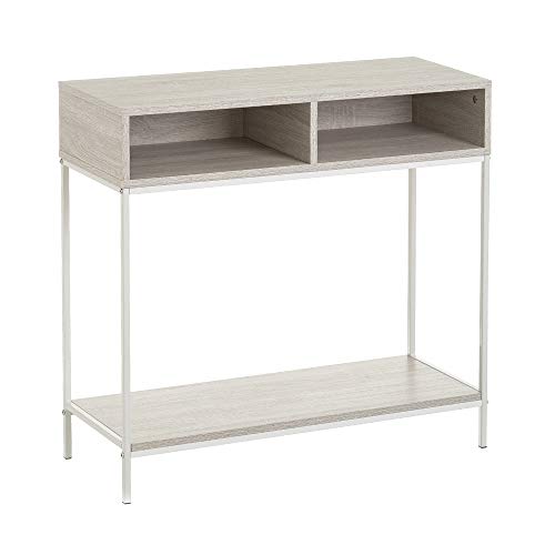 Consola Auxiliar nórdica Blanca de Metal y Madera de 75x30x80 cm - LOLAhome