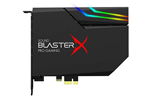 Creative Sound BlasterX AE-5 Plus Tarjeta de sonido para juegos PCI-e SABRE32 Ultra-class de 32 bits/384 kHz alta resolución y DAC con Dolby Digital y DTS, hasta 122 dB SNR, Sistema de iluminación RGB