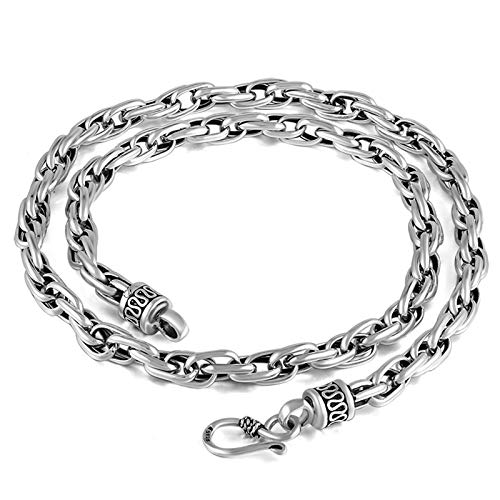 Daesar Collares Plata de Ley Cadena de Cuerda 6mm Colgante Hombre Vintage Collar Plata Collar 50 CM