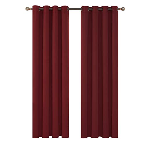 Deconovo Cortina para Habitación Opaca y Térmica Aislante para Habitación con Ojales 2 Piezas 140 x 260 cm Rojo