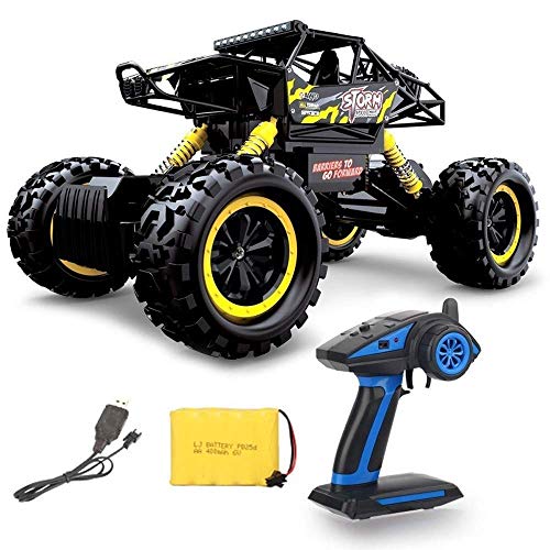 Decoración de escritorio del coche de RC Monster Truck Juguetes de control remoto 4WD vehículo todo terreno for Niños escala 1/14 Stunt juguete todo terreno de alta velocidad recargable Race Boy Jugue