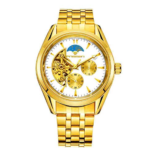 DECTN Reloj de Pulsera Winner Watch Men Skeleton Reloj mecánico automático Gold Skeleton Mans Watch Relojes para Hombre Reloj Montre Homme, Blanco