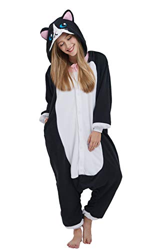 DELEY Unisexo Adulto Caliente Animal Pijamas Cosplay Disfraz Homewear Mamelucos Ropa De Dormir Gato-2 L