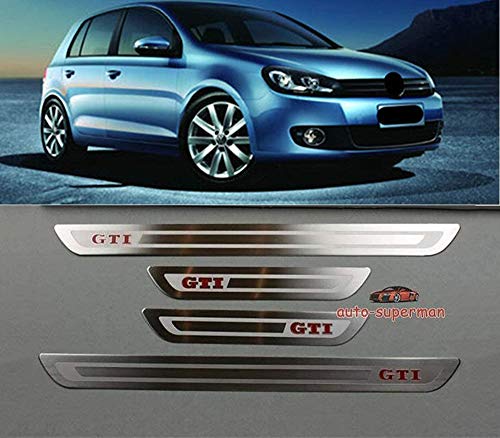 DENGD Pedales Herraje de Puerta para Accesorios carrocería para VW Golf 6 7 Mk6 Mk7 GTI 5, Ajuste del umbral Zpedal del Desgaste, protección, Accesorios, Acero Inoxidable (4 Piezas)