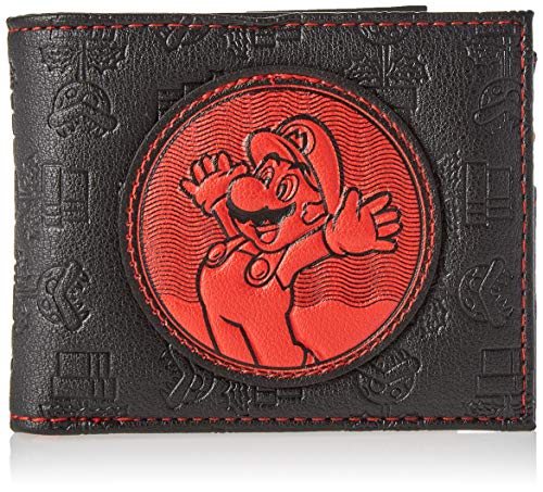 Difuzed Monedero Unisex para Adultos, diseño Retro de Mario Bros de Super Mario en Color Negro