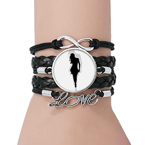 DIYthinker Caminar Hermosa Hot Stand Pulsera Negro retorcido Amor Cuerda Cuero Pulsera