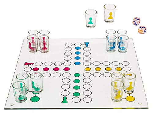 DRINKINGLUDO - Juego de mesa de beber chupitos Parchís Ludo, 31 x31cm