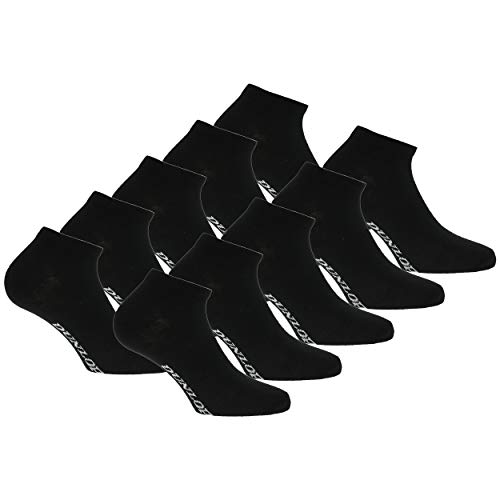 DUNLOP 10 pares de calcetines de tobillo unisex Fantasmino Suave zapatilla de algodón Color Blanco disponible en varios tamaños y colores (Noir, 4145)