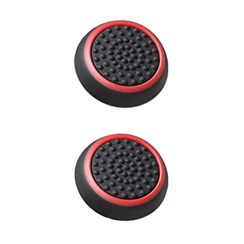 Dynamovolition Tapa basculante de Goma de Dos Colores Funda de Silicona Bolitas de Goma Antideslizantes Cabeza de Hongo PS4 / XBOXone / XBOX360 / PS3 - Negro y Rojo