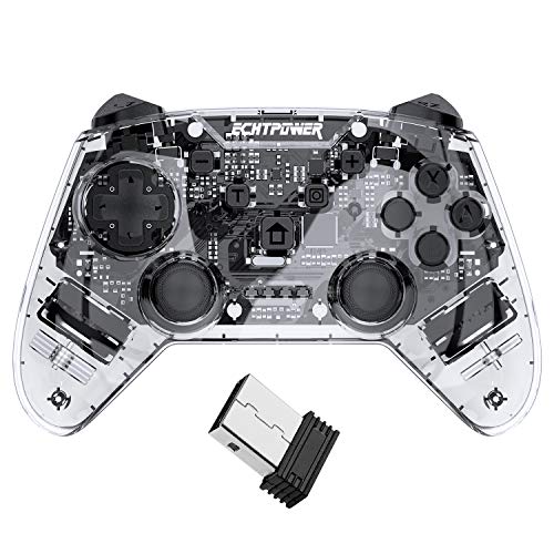 ECHTPower Wireless Controller para PS3, Wireless Bluetooth Controller con Double Shock, 6 Cenis Gyrosko y batería recargable, gaminig Gamepad Joystick para Playstation 3 PC Windows10 transparente